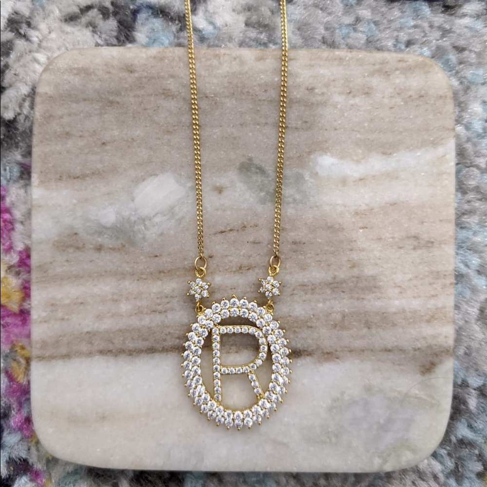 New Gold Vermeil 18k (R) Initial Necklace